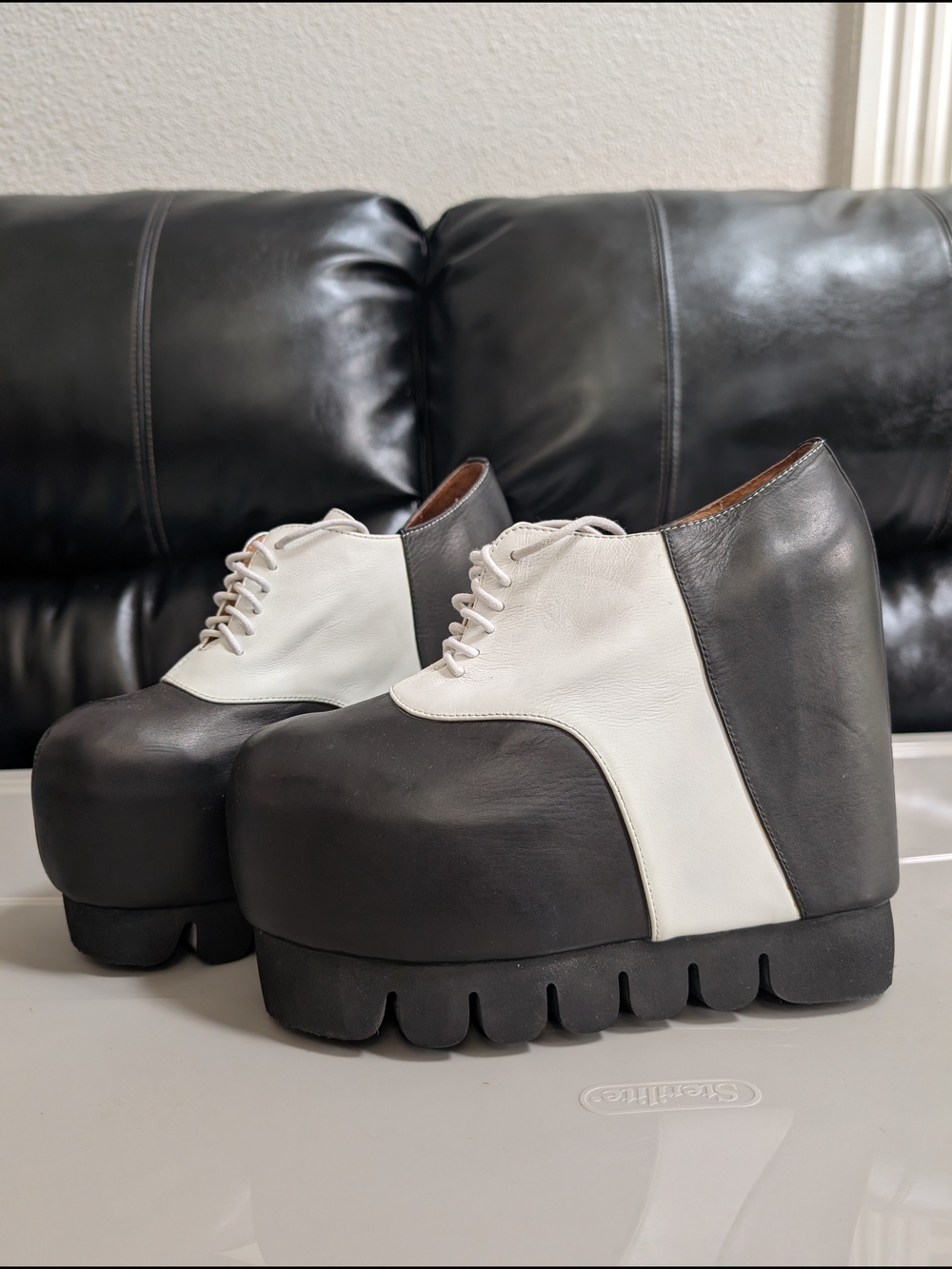 Jeffrey Campbell Handmade Ibiza Last Black & White Leather Platform Oxfords Sz 8 - Picture 2 of 12